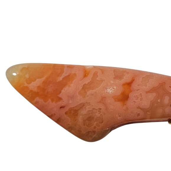 Polished Natural Agate Pendant Gold Tone Claw Cap Jewelry Crafting DIY Women - Picture 3 of 4